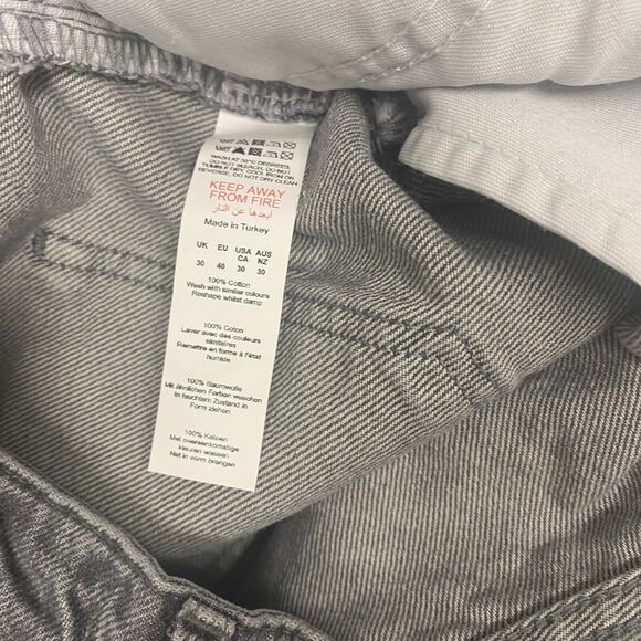 Boohoo Man Jeans Mens 30x32 Gray Button Fly Relaxed Baggie Split Hem Y2K Grunge - Picture 10 of 12